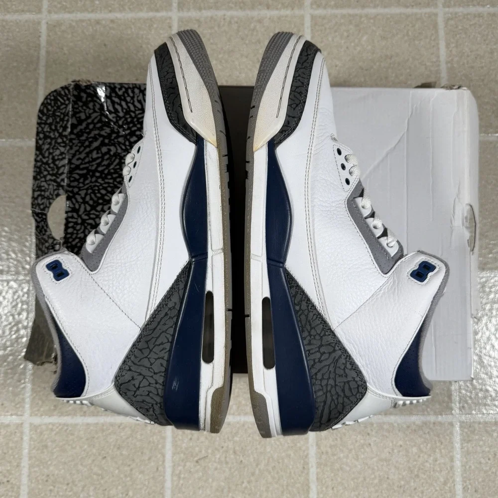 Size 12 - Air Jordan 3 Retro White/ Midnight Navy Model CT8532 140